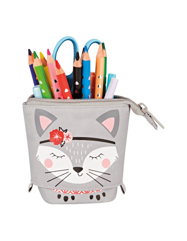 50043675,Penar tip etui + suport instrumente de scris Herlitz, 2 in 1, Motiv kitty