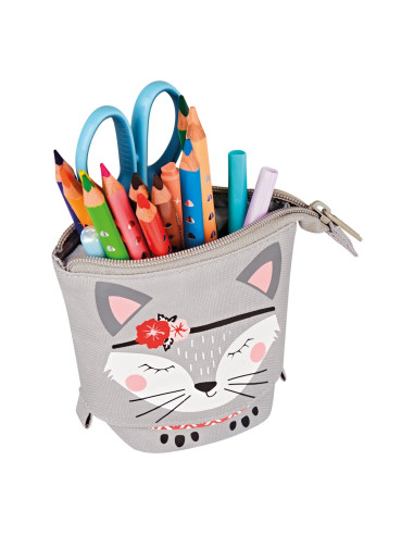 50043675,Penar tip etui + suport instrumente de scris Herlitz, 2 in 1, Motiv kitty