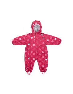 L18009,Combinezon Impermeabil Fleece Red Flowers 6-12 luni