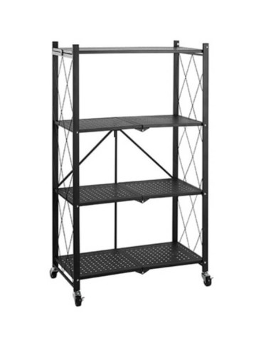 ETJ-4-RENI,Raft RENI multifuncțional, mobil din oțel cu 4 rafturi, 71 x 34 x 126.3 cm, max.30kg/raft, negru