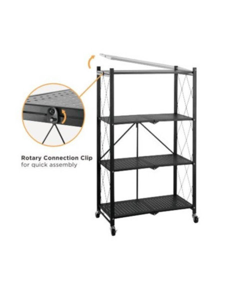 ETJ-4-RENI,Raft RENI multifuncțional, mobil din oțel cu 4 rafturi, 71 x 34 x 126.3 cm, max.30kg/raft, negru