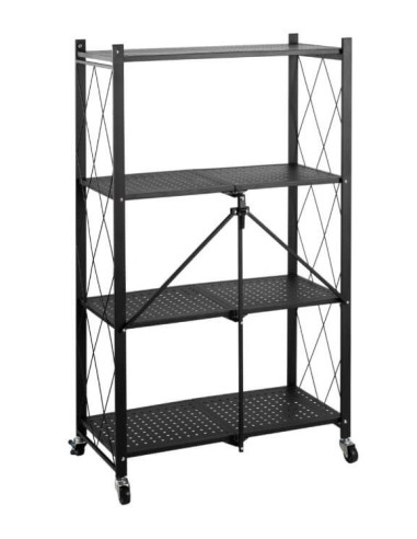 ETJ-4-RENI,Raft RENI multifuncțional, mobil din oțel cu 4 rafturi, 71 x 34 x 126.3 cm, max.30kg/raft, negru