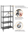 ETJ-5-SLIM,Raft SLIM multifuncțional, mobil din oțel cu 5 rafturi-71 x 34 x 162.5 cm, alb