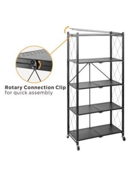 ETJ-5-SLIM,Raft SLIM multifuncțional, mobil din oțel cu 5 rafturi-71 x 34 x 162.5 cm, alb