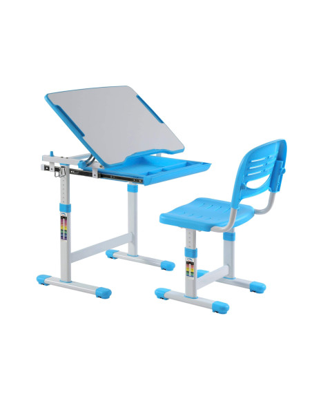B201-BLUE,Set birou si scaun copii ergonomic reglabil in inaltime ErgoK SOL Albastru-Protecție Pardosea CADOU!