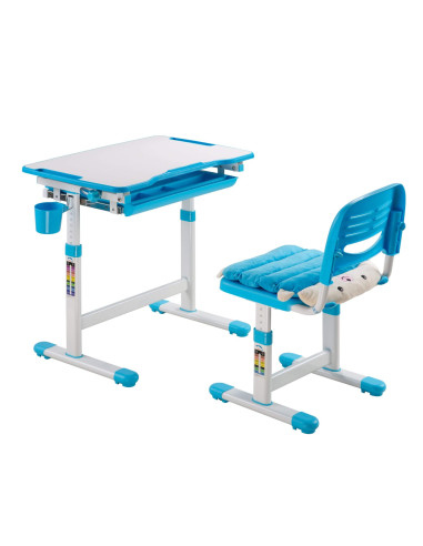 B201-BLUE,Set birou si scaun copii ergonomic reglabil in inaltime ErgoK SOL Albastru-Protecție Pardosea CADOU!