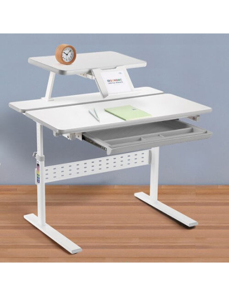E202S,Birou ergonomic ajustabil ErgoK LUNA cu sertar compartimentat și raft detașabil