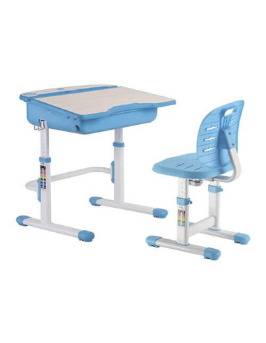 C301S-Albastru,Set birou și scaun copii,reglabil în înălțime,spătar reglabil în adâncime ErgoK ALMA Albastru-Protecție Pardosea 