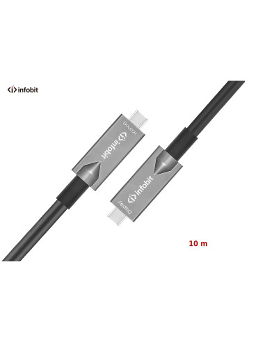 AOC-USB-CCDV-10,Cablu optic USB C 3.1 Gen2, Type C to C, Infobit iFiber AOC-USB-CCDV-10, Data + Video + PD, 10 Gbps, 10m