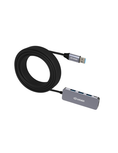 iCable-USB-ACC-H14,Cablu Hub 4 USB 3.2 5GBPS, Infobit iCable-USB-ACC-H14, 5Gbps, 10 m