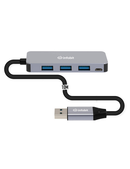 iCable-USB-ACC-H14,Cablu Hub 4 USB 3.2 5GBPS, Infobit iCable-USB-ACC-H14, 5Gbps, 10 m