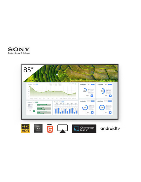 FW-85BZ30L,Display profesional 85" Sony Bravia, FW-85BZ30L, 440cd, 24/7, Landscape/Portrait, Apple AirPlay/Chromecast încorporat