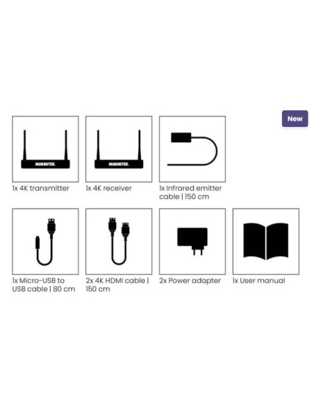 25008425,Extender HDMI TV Anywhere Wireless 4K60, Marmitek 25008425, 5Ghz, 200m in linie vizuala, 50m prin podele/pereti
