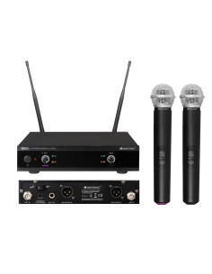 UHF-E2-3,Set microfon de mana dublu wireless OMNITRONIC UHF-E2 (frecvente: 828.6MHz, 831.1MHz)