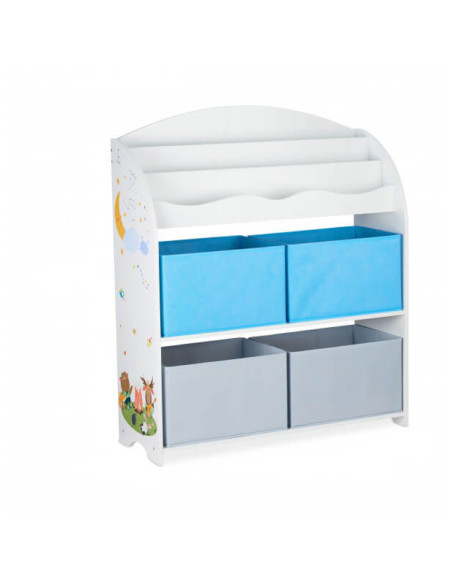 JWTR-3170 Kiddy,Organizator jucării cu 3 rafturi pentru cărți și 4 cutii de depozitare ErgoK Kiddy