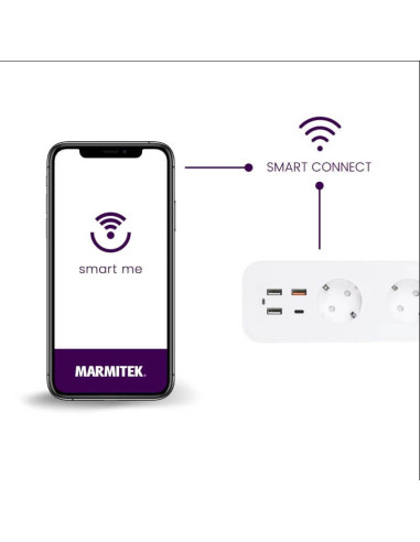 08622,Prelungitor smart Marmitek Power LI, 1x USB-C, 3x USB-A, 1x Quick Charge 3.0, lungime cablu 1.5m, alb
