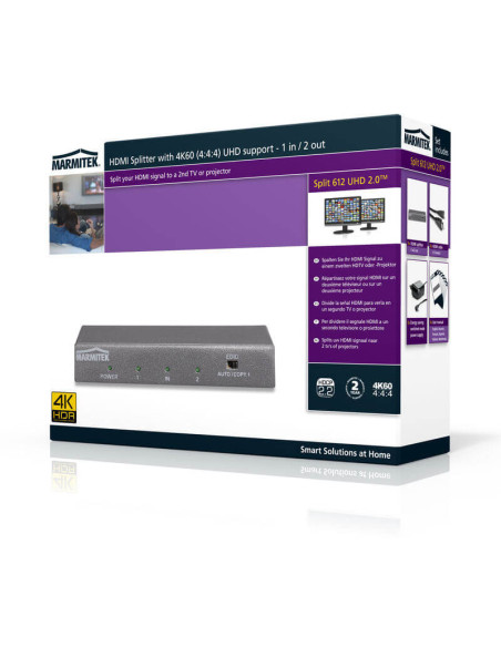 08323,Multiplicator Splitter HDMI Marmitek 612 UHD 2.0 cu 4K60 (4:4:4), suport UHD – 1in/2out