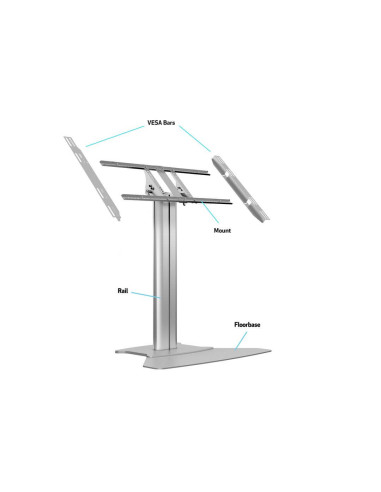 7350073737420,Stand LCD de podea Single Multibrackets MB-7420, 32-55", aluminiu, max.60 kg, argintiu