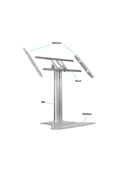 7350073737420,Stand LCD de podea Single Multibrackets MB-7420, 32-55", aluminiu, max.60 kg, argintiu