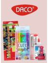 Carioci, creioane colorate, markere, stilouri, creioane, pixuri, acuarele, plastilina, hartie, carton colorat Daco