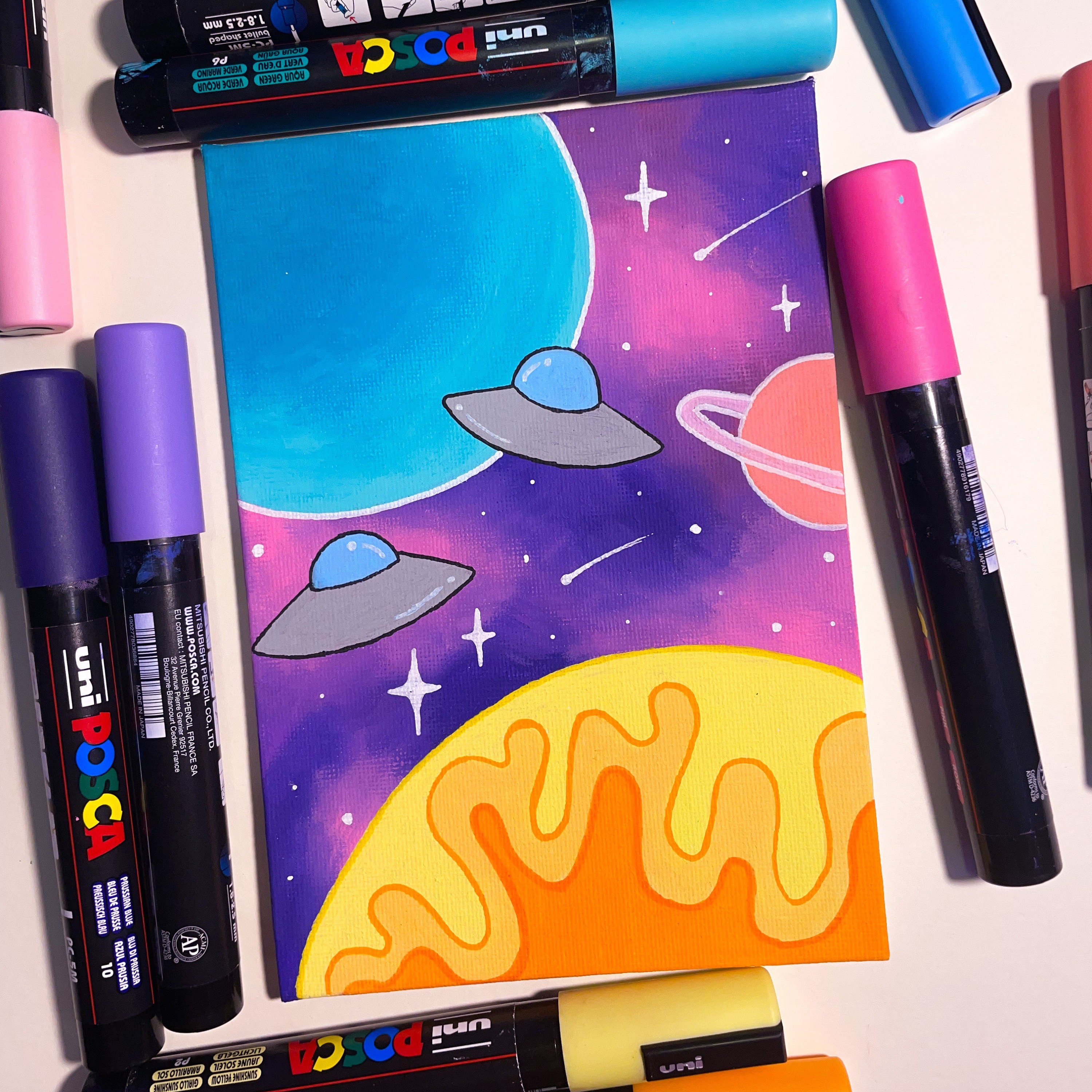 Mini Galaxy 1 /trippy Posca Pen Drawing on Canvas Board - Etsy