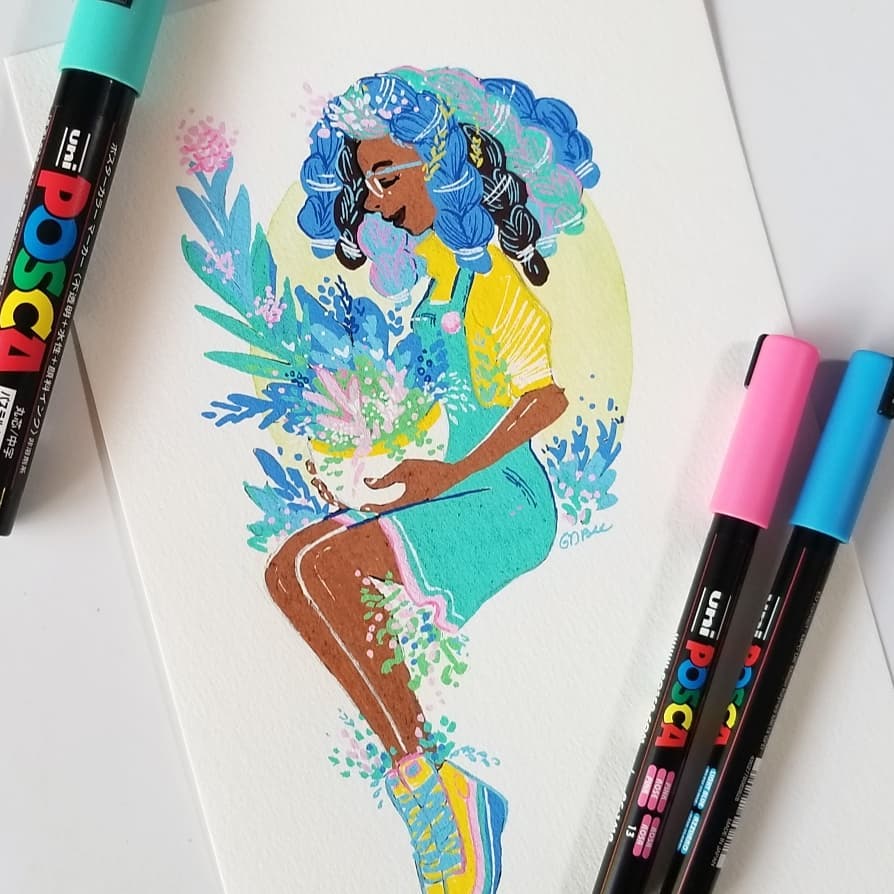 Blick Art Materials no Twitter: "We're inspired by Geneva B Art's (IG:  gdbee) imaginative female characters. The artist uses Uni-Posca Paint  Markers — she loves how easy they are to use and