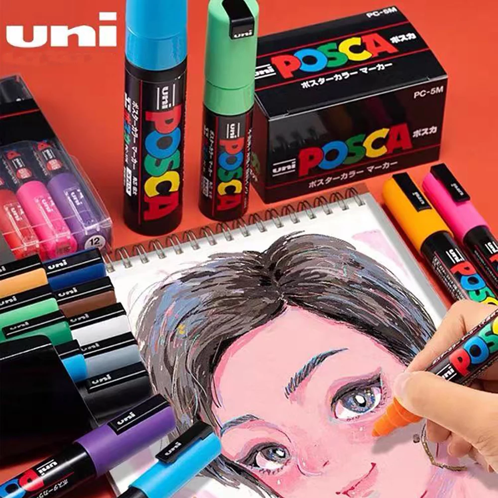 Uni Posca Pc-3m/1m/advertising Graffiti Pen Highlighter Iong Iasting  Non-fading Marker Pen Set 24 Colors - Paint Markers - AliExpress
